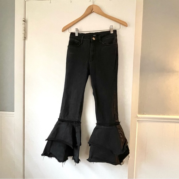 urban outfitters BDG black ruffle flare bell bottom jeans size 24 - Picture 4 of 9